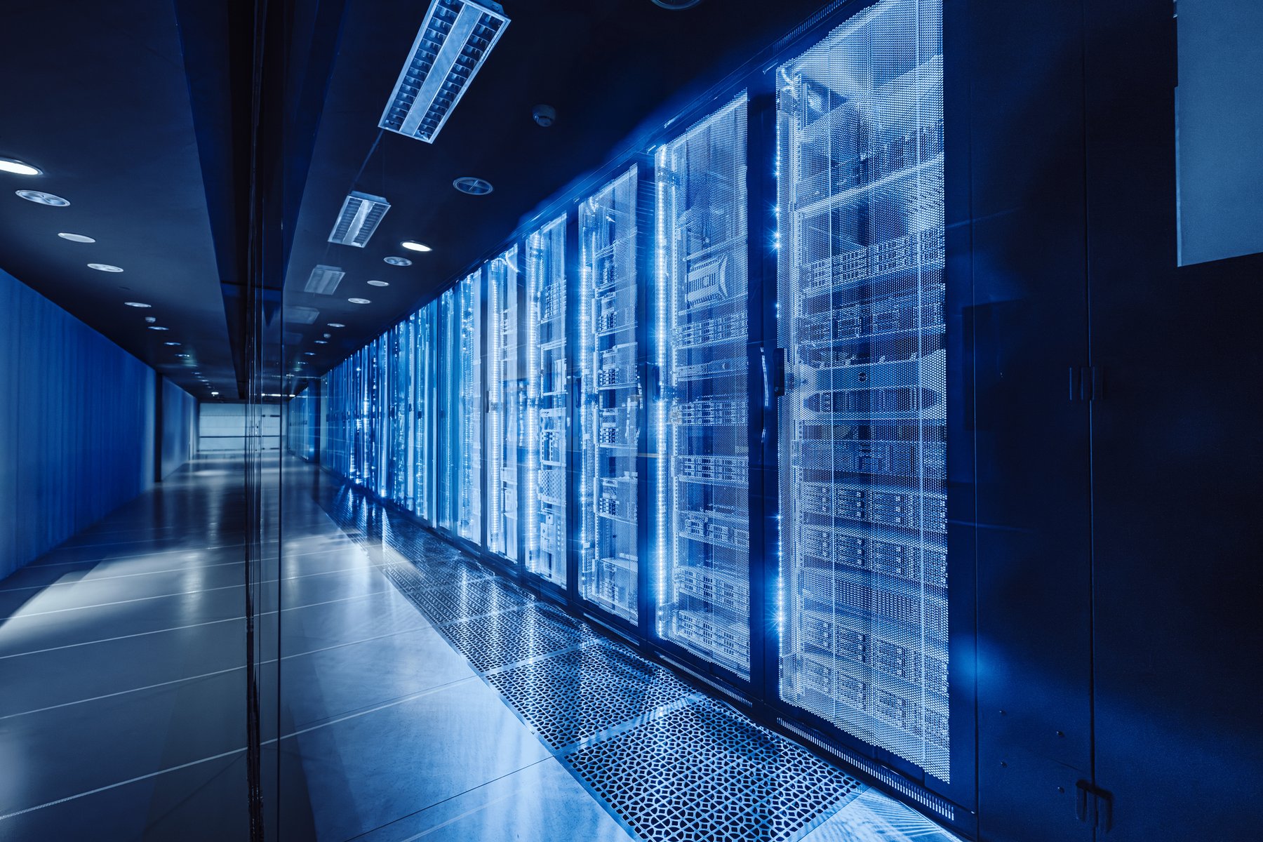 High-tech data center with server racks stock iStock-2232581789